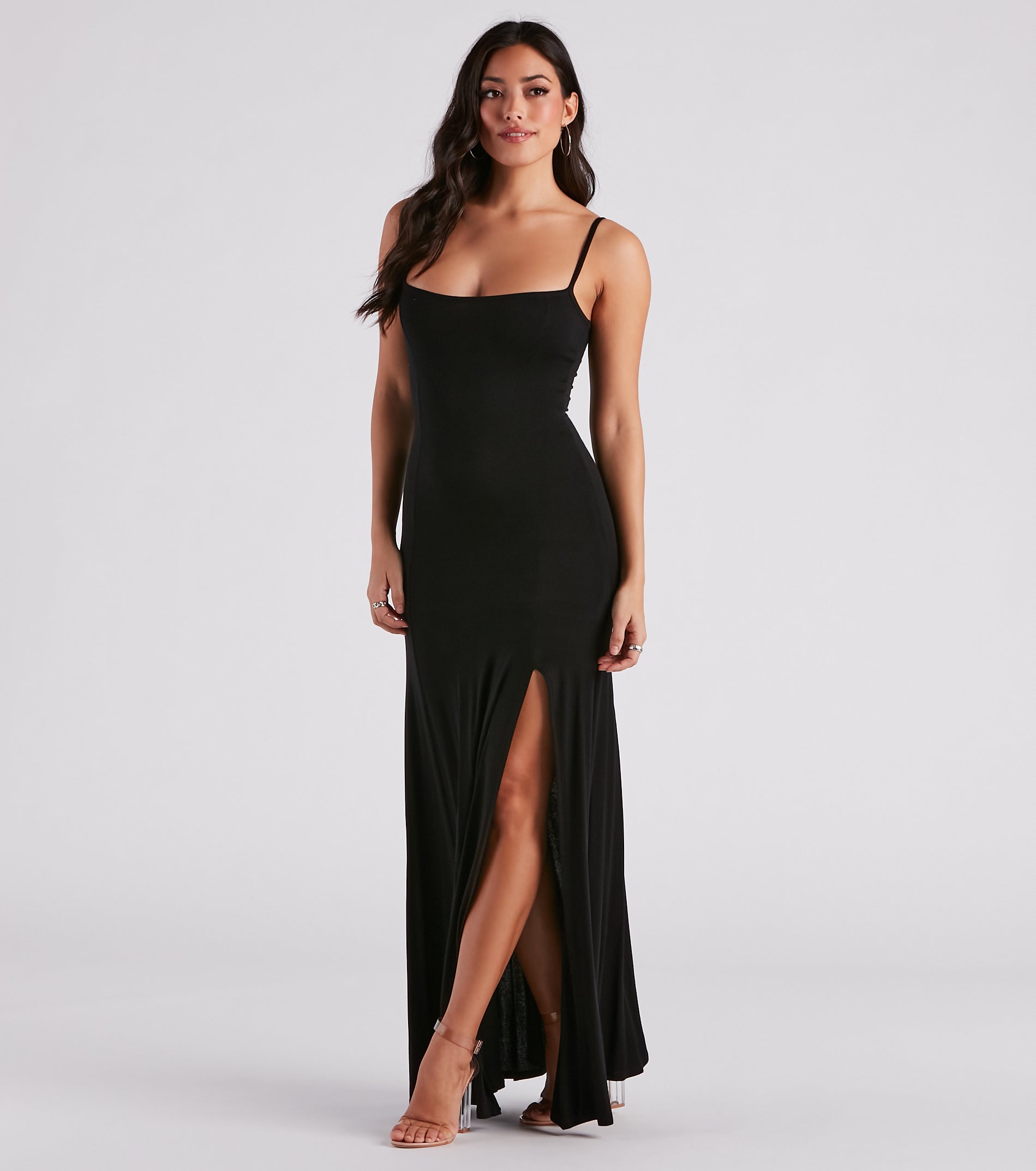 Crepe Slit Maxi Dress
