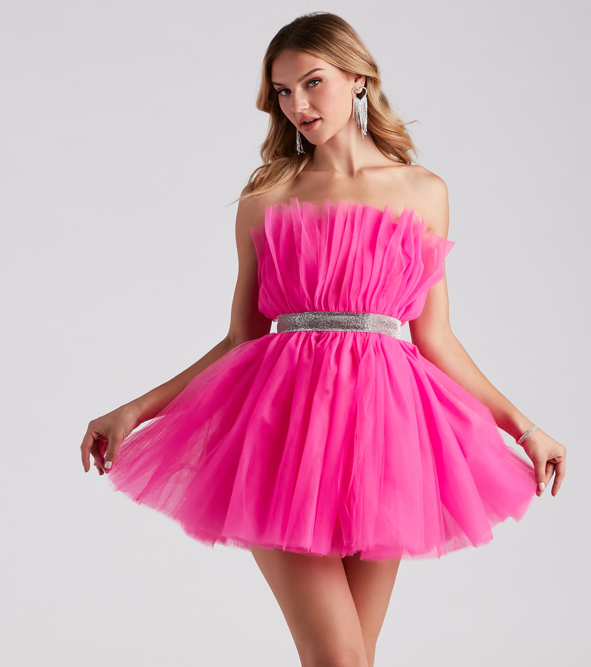 Tulle Rhinestone Short Dress